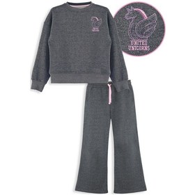 Resim Denokids Unicorn Kız Çocuk Gri Eşofman Takımı Renkli 
