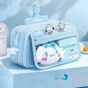 Resim Geniş Mor Cinnamoroll Temalı Şeffaf Kalem Kutusu - Sevimli Karakter Tasarımlı Çok Amaçlı Kırtasiye Organizeri, Okul Malzemeleri Çantası 