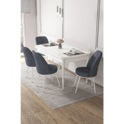 Resim Canisa Concept Canisa Via Serisi 80X132 Açılabilir Beyaz Yemek Masa Takımı 