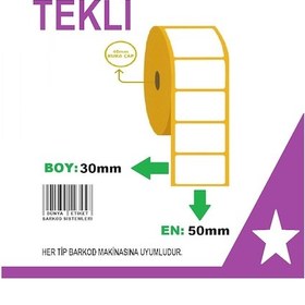 Resim Termal Etiket 30X50 - Barkod Etiketi 6 Rulo 6000 Adet 