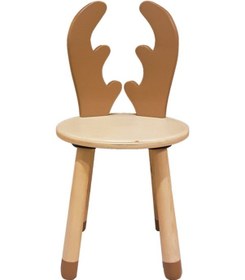 Resim Woodnjoy Wood & Joy Doğal Ahşap Renkli Çocuk Sandalye Geyik Kahverengi 