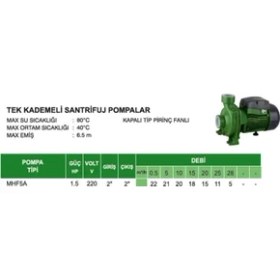 Resim Atlantis MHF5A 1,5 Hp Tek Kademeli Santrifuj Pompa 