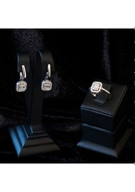 Resim 925 Ayar Gümüş Kare Baget Zirkon Taşlı Set 
