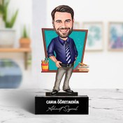 Resim Kravatlı Erkek Öğretmen Karikatürlü Biblo 