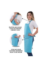 Resim Simple 3lü Set Ayar Askılı Mutfak Önlüğü Seti Eldiven, Tutacak Açık Mavi 