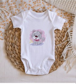 Resim Bitmeyenkartus Bk Kids Sevimli Kedi Tasarımlı Bebek Body Zıbın - Model 1 Çok Renkli 