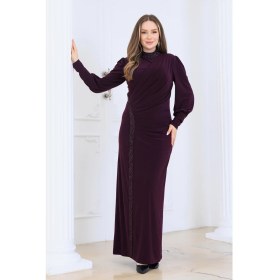 Resim Elbenmoda Eleni Taş Detaylı Şık ve Zarif Tesettür Abiye Elbise 