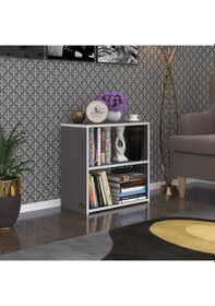 Resim Kenzlife Komodin Riki Gri 60 60 30 Komidin Kitaplık Ayakkabılık Beyaz 