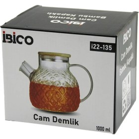 Resim Neva Prime 1000ML Abartma Desen Cam Demlik Bambu Dış Yüzey - Metal Iç Yüzey - Silikon Contalı Kapak (5361) 
