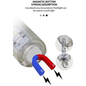 Resim Büro Ev Ofis İş Güvenliği İçin Type-c Şarjlı Lamba 1000lm Tg Led 8mod Çakarlı Işıklı El Feneri Gri 