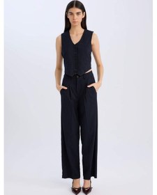 Resim Defacto V Yaka Çizgili Düğmeli Blazer Yelek C2027AX24AUNV91 Lacivert 