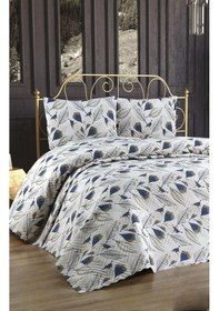 Resim Çok Amaçlı 3 Parça Çift Kişilik Pike Takımı Lacivert 