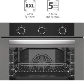 Resim Simfer 8222 9 Fonksiyon QS Gri Cam Ankastre Fırın Power Turbo Pop-up 