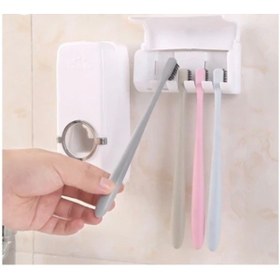 Resim Diş Macunu Sıkma Aparatı Ve Diş Fırçalık Beyaz 