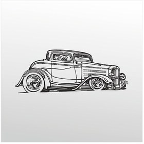 Resim Folyo Sticker Klasik Araba Adkpquy700 80cm Uzunluk Siyah 