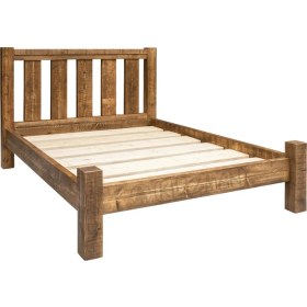 Resim Kilizman Masif Rutil Masif Ahşap Rustik Karyola-Parmaklık Başuclu 160X200 cm 