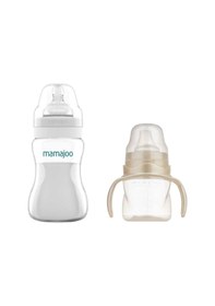 Resim Mamajoo Antikolik Biberon 250 ml & Antikolik Akıtmaz Alıştırma Bardağı 160 ml - Pearl 
