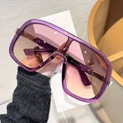 Resim Kadınlar ve Erkekler için 1 Adet Büyük Kare Moda Gözlükleri - Mor'dan Pembe'ye Gradyan Linzalar, Metal Çerçeve Dekoratif Gözlük ile Linza Bezi, Moda Aksesuarı, Günlük Kullanım İçin Gözlük | Cesur Gözlük | Metal Çerçeveli Gözlük 