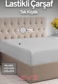 Resim Fitted Yüksek Kaliteli Penye Kumaş Tek Kişilik Lastikli Çarşaf - Kahverengi / 140 x 190 