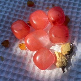 Resim Pembe Kuvars Taşı Tamburlu, Doğal Taş, Yıldız Detaylı, Şık ve Enerji Dolu Tasarım 