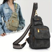 Resim Kadınlar için Vintage Çapraz Vücut Çantası - Ayarlanabilir Omuz Askısı, Altın Tonlu Donatımlı Çok Bölmeli Mini Göğüs Çantası ve Kapitone Dikişli, Şehir İçi Seyahat ve Gezi İçin Kompakt Geniş Tasarım (Haki/Kahve/Mavi/Siyah), Çapraz Vücut Çantası, Retro Şık Çanta 