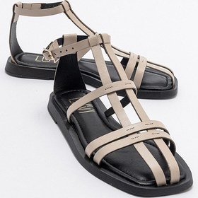 Resim Luvishoes Odeil Bej Hakiki Deri Kadın Sandalet Bej 