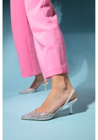 Resim Luvishoes Luvi Shoes Perun Sedef İncili Şeffaf Kadın İnce Topuklu Abiye Ayakkabı 