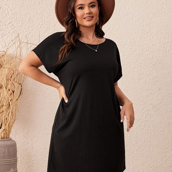 Büyük Beden - Büyük Beden Baskılı Elbise