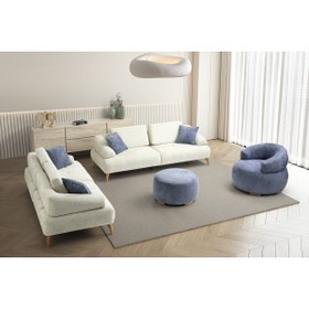 Resim Yuvaset Home Arti Ahşap Ayaklı Mavi Berjer 