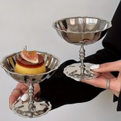 Resim 1 adet Kapaklı Şık Uzun Paslanmaz Çelik Tatlı Kasesi - Ağır Hizmet Tipi 304 Paslanmaz Çelik Dondurma Kasesi, Meyve Salatası ve Mousse Servis Kabı - Bulaşık Makinesinde Yıkanabilir, Paslanmaz ve İstiflenebilir - Ev Mutfağı, Restoran, Otel için İdeal - Dondurma, Tatlılar için Mükemmel 