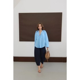 Resim Çımalı Gabardin Şalvar Pantolon Lacivert 