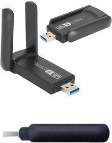 Resim Dual Band USB 3.0 Kablosuz WiFi Adaptör, AC 5GHz, Windows 7/8/10/11 Uyumlu, Çift Antenli 