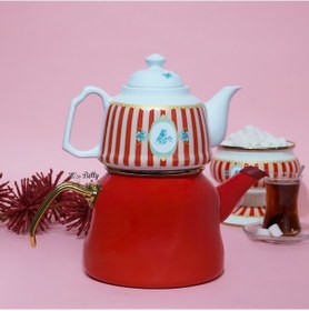 Resim Bellisima Emaye Royal Porselen Demlikli Çaydanlık Pembe 