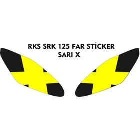 Resim MOTOSEPETİM RKS SRK 125R UYUMLU FAR KAPLAMA STİCKER SARI X 