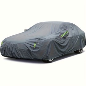 Resim Gri Oxford Kumaş Tüm Hava Koşulları İçin Araba Örtüsü, Toz Geçirmez Güneş Koruma ve Debris Dirençli Açık Araç Koruyucu, SUV'lar, Sedanlar, Hatchbacks, Pickuplar için Uygun 