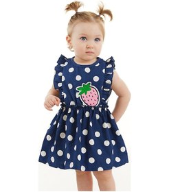 Resim Denokids Puanlı Çilek Kız Bebek Poplin Elbise 