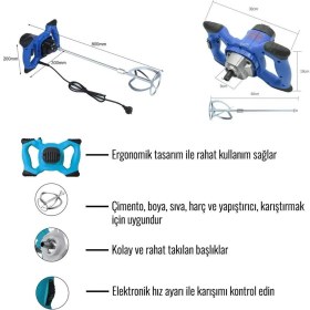 Resim Elektrikli Harç Boya Karıştırıcı Mikser 1400W EEA190 