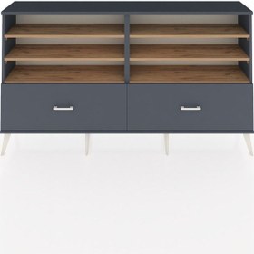 Resim Arges Konsol 6 Raflı 2 Çekmeceli 176x30x99 Antrasit-çam/antrasit Atlas Çam/antrasıt - Antrasıt 