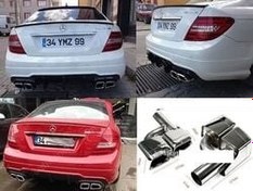 Resim Mercedes Amg W204 Uyumlu Kare Egzoz Ucu 