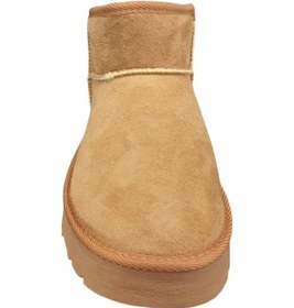 Resim Cudo Kalın Platform Taban İçi Kürklü Günlük Kadın Süet Bot Taba Süet Taba 