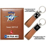 Resim Plakanıza Özel Mvagusta Logolu Taba Ruhsat Kabı Ve Anahtarlık 