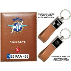 Resim Plakanıza Özel Mvagusta Logolu Taba Ruhsat Kabı Ve Anahtarlık 