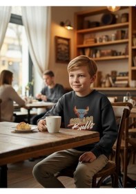 Resim Zekids Erkek Çocuk Chicago Bulls Yazılı Tasarım Sweatshirt-16396 Füme 