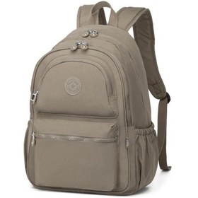 Resim Büyük Boy Laptop Bölmeli Su Geçirmez Krınkıl Kumaş Okul Çantası Açık Kahve Kahverengi 