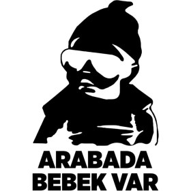 Resim Arabada Bebek Var Oto, Araba Arka Cam Sticker, Etiket, Yapışkanlı Folyo Sticker Beyaz 40*20 cm 