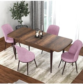 Resim Canisa Concept Kor Serisi 70x114 Açılabilir Mutfak Masası Takımı Barok Desen Masa 4 Pembe Sandalye Masa Barok Sandalyeler Pembe 