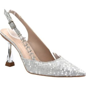 Resim Kindep Burnu Kapalı Topuklu Kadın Ayakkabı Gumüş Gumüş 