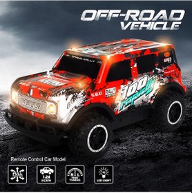 Resim Full Fonksiyon Led Işıklı Gövde 1:24 Off Road Şarjlı Uzaktan Kumandalı Yarış Arabası - Kırmızı 