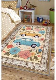 Resim Homshtag Renkli Dokulu Çocuk Odası Halısı Dokuma Araba Temalı Halı Çok Renkli 