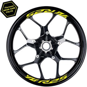 Resim Sellor Yamaha Yzf R25 Yazılı 8Li Jant İçi Yazı Sticker Etiket Neon Sarı 
